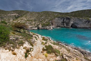 Şaşırtıcı Panorama Limnionas beach Zakynthos Island, Yunanistan