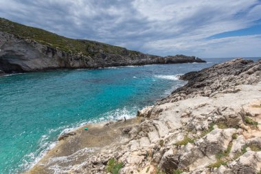 Şaşırtıcı Panorama Limnionas beach Zakynthos Island, Yunanistan