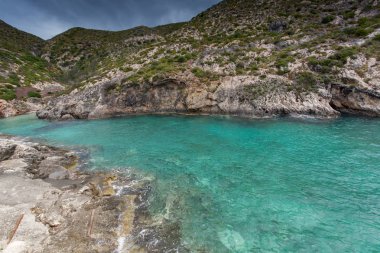 Şaşırtıcı Panorama Limnionas beach Zakynthos Island, Yunanistan
