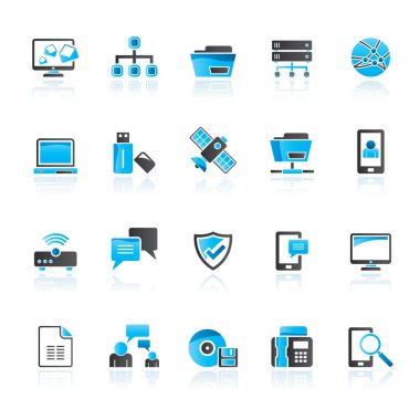 Bağlantı, iletişim ve Ağ Icons - vektör Icon set 