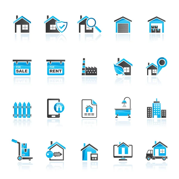 Iconos Negocio Bienes Raíces Conjunto Iconos Vectoriales — Archivo Imágenes Vectoriales