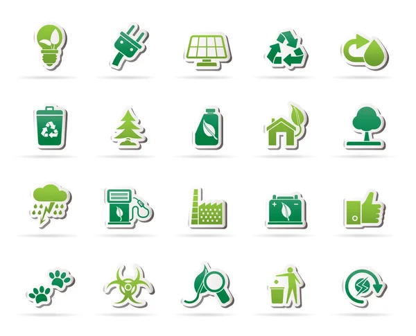 Ökológia Környezet Természetvédelem Ikonok Vector Icon Set — Stock Vector
