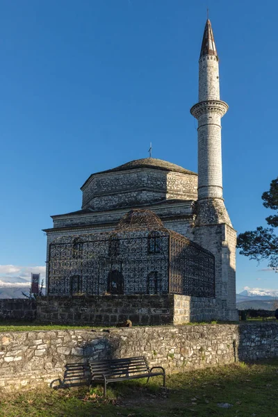 Ioannina Greece December 2014 Amazing Sunset View Fethiye Mosque Castle — Stock Photo, Image