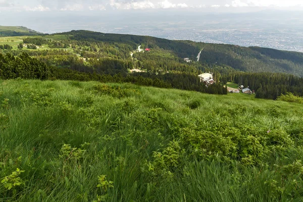 Panoráma Zöld Dombok Vitosha Hegy Szófia Város Régió Bulgária — Stock Fotó