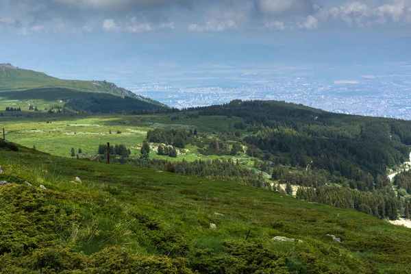 Panorama Zelenými Kopci Pohoří Vitoša Region Města Sofia Bulharsko — Stock fotografie
