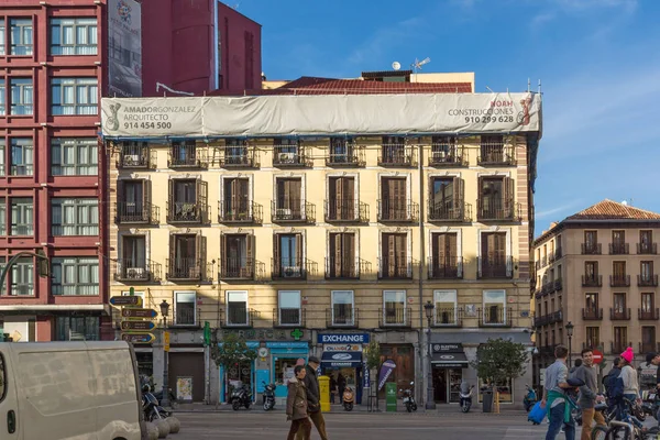 Madrid Spanje Januari 2018 Facade Van Typische Gebouwen Straten Stad — Stockfoto