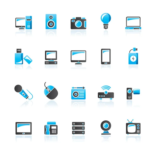 Technologie Und Multimedia Geräte Symbole Vektor Icon Set — Stockvektor