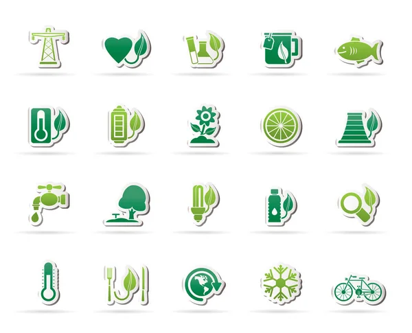 Ecología Medio Ambiente Naturaleza Iconos Vector Icono Conjunto — Vector de stock