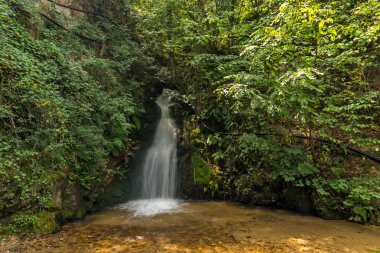 Manzara ilk Gabrovo şelale çağlayan Belasica dağ, Novo Selo, Makedonya Cumhuriyeti
