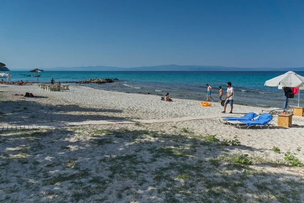 Nea Fokea Kassandra Chalkidiki Grecja Czerwca 2014 Plaży Miejscowości Nea — Zdjęcie stockowe