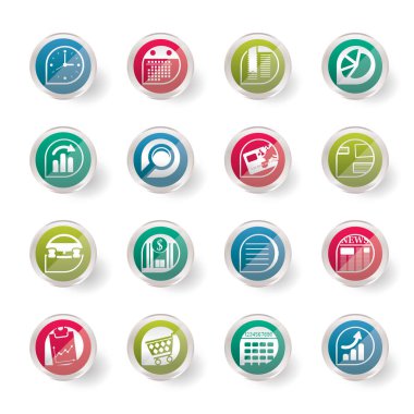 Stilize iş ve Office Internet simgeleri renkli arka plan - vektör Icon Set 