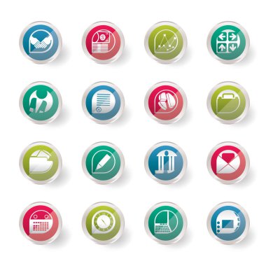 Renkli arka plan - vektör Icon set stilize iş ve office simgeleri