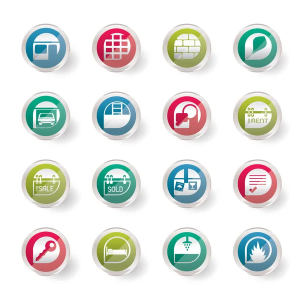 Iconos Estilizados Bienes Raíces Simples Sobre Fondo Color Set Iconos — Vector de stock