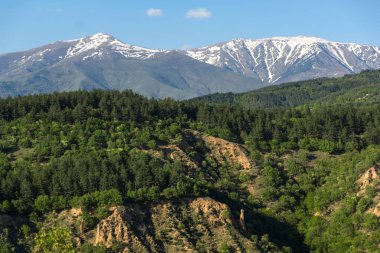 Muhteşem bahar manzara yakınındaki kaya oluşumu Stob piramitler, Rila Dağı, Köstendil bölge, Bulgaristan