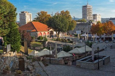 NIS, SERBIA- OCTOBER 21, 2017: Inside view of Fortress and panorama to City of Nis, Serbia clipart