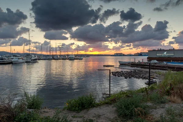 Sozopol Bulgaria July 2016 Matahari Terbenam Pelabuhan Sozopol Burgas Region — Stok Foto