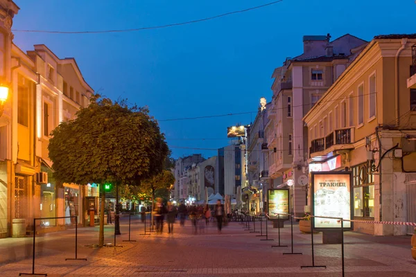 Płowdiw Bułgaria Kwietnia 2017 Nocne Zdjęcie Ulicy Walking Street Centrum — Zdjęcie stockowe