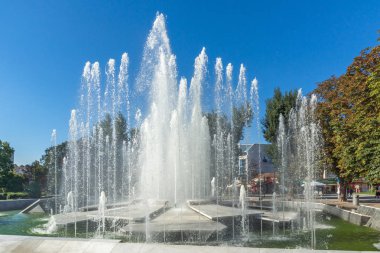 Plevne, Bulgaristan - 20 Eylül 2015: Çeşme merkezinde şehir Plevne, Bulgaristan