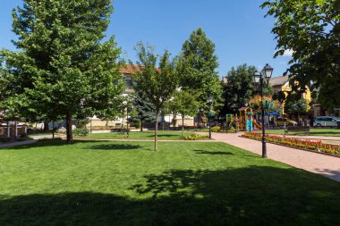 Tryavna, Bulgaristan - 6 Temmuz 2018: Tarihi şehir, Tryavna, Gabrovo Bölgesi, Bulgaristan ortasına