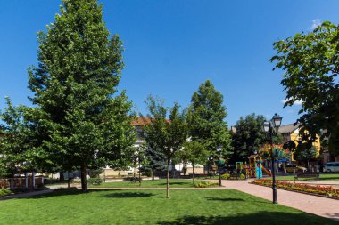 Tryavna, Bulgaristan - 6 Temmuz 2018: Tarihi şehir, Tryavna, Gabrovo Bölgesi, Bulgaristan ortasına