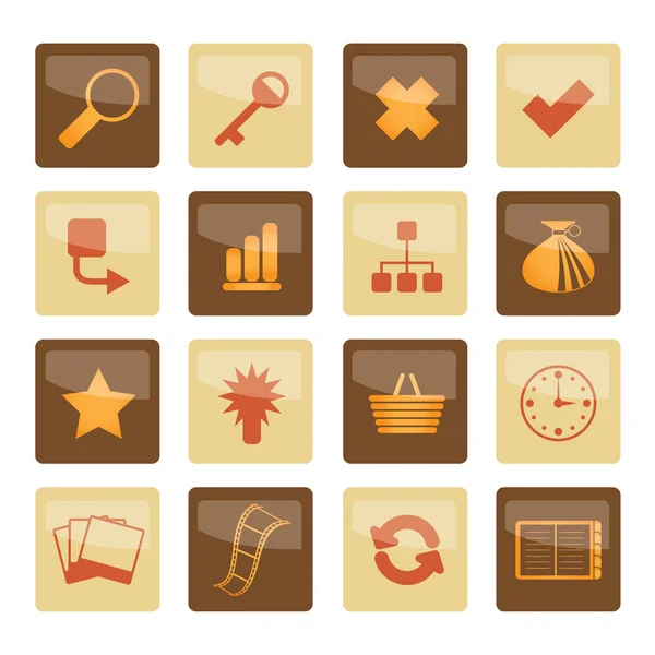 Internet Web Site Icons Brown Background Vector Icon Set — Stock Vector