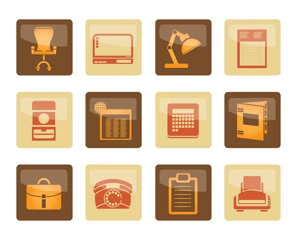 Business Office Firm Icons Brown Background Vector Icon Set — Stock Vector