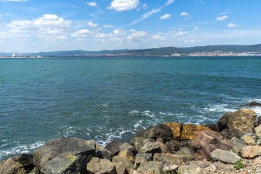 Panorama Nessebar için sahil şeridi üzerinden tatil Sunny Beach, St. Vlas ve Elenite, Burgaz bölge, Bulgaristan