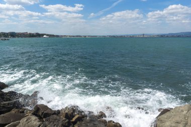 Panorama Nessebar için sahil şeridi üzerinden tatil Sunny Beach, St. Vlas ve Elenite, Burgaz bölge, Bulgaristan