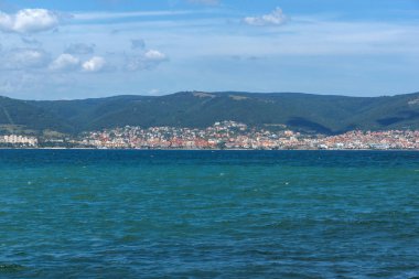 Panorama Nessebar için sahil şeridi üzerinden tatil Sunny Beach, St. Vlas ve Elenite, Burgaz bölge, Bulgaristan