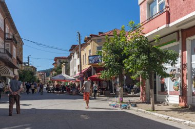 Chepelare, Bulgaristan - 14 Ağustos 2018: Yaz görünümünü Merkezi ünlü Bulgar Kayak Merkezi Chepelare, bölge Smolyan, Bulgaristan