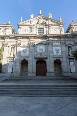 Madrid, İspanya - 24 Ocak 2018: Şaşırtıcı sabah görünümü, bucak, Santa Barbara şehir Madrid, İspanya