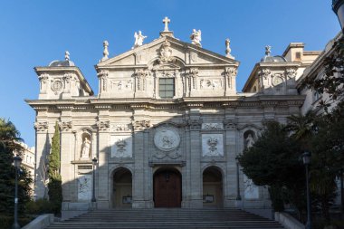 Madrid, İspanya - 24 Ocak 2018: Şaşırtıcı sabah görünümü, bucak, Santa Barbara şehir Madrid, İspanya