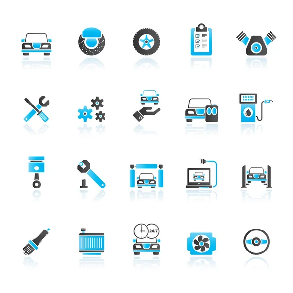 Pieza Coche Servicios Iconos Vector Icono Conjunto — Vector de stock