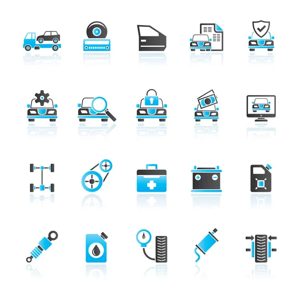 Kfz Teile Und Dienstleistungen Symbole Vektor Symbol Set — Stockvektor