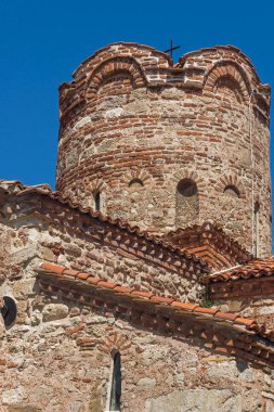 Nessebar, Bulgaristan - 12 Ağustos 2018: Yaz görünümü, antik Kilisesi, Saint John the Baptist kasaba, Nessebar, Burgaz bölge, Bulgaristan