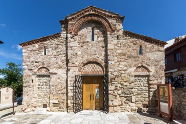 Nessebar, Bulgaristan - 12 Ağustos 2018: Yaz görünümü, antik Kilisesi, Saint John the Baptist kasaba, Nessebar, Burgaz bölge, Bulgaristan