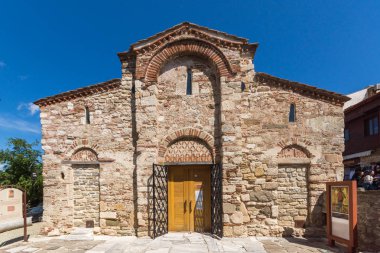 Nessebar, Bulgaristan - 12 Ağustos 2018: Yaz görünümü, antik Kilisesi, Saint John the Baptist kasaba, Nessebar, Burgaz bölge, Bulgaristan