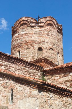 Nessebar, Bulgaristan - 12 Ağustos 2018: Yaz görünümü, antik Kilisesi, Saint John the Baptist kasaba, Nessebar, Burgaz bölge, Bulgaristan