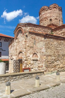 Nessebar, Bulgaristan - 12 Ağustos 2018: Yaz görünümü, antik Kilisesi, Saint John the Baptist kasaba, Nessebar, Burgaz bölge, Bulgaristan