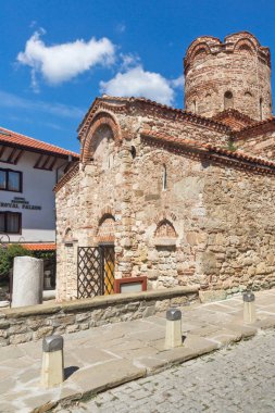 Nessebar, Bulgaristan - 12 Ağustos 2018: Yaz görünümü, antik Kilisesi, Saint John the Baptist kasaba, Nessebar, Burgaz bölge, Bulgaristan