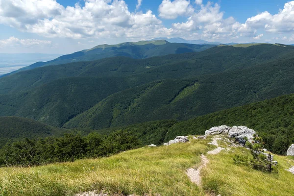 Increíble Paisaje Verano Las Montañas Stara Planina Balcanes Desde Pico —  Fotos de Stock