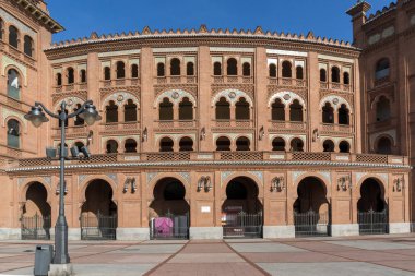 Madrid, İspanya - 24 Ocak 2018: Las Ventas Bullring (Plaza de Toros de Las Ventas) Plaza de torros şehir Madrid, İspanya yer alan
