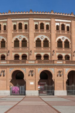 Madrid, İspanya - 24 Ocak 2018: Las Ventas Bullring (Plaza de Toros de Las Ventas) Plaza de torros şehir Madrid, İspanya yer alan