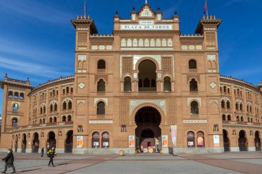 Madrid, İspanya - 24 Ocak 2018: Las Ventas Bullring (Plaza de Toros de Las Ventas) Plaza de torros şehir Madrid, İspanya yer alan
