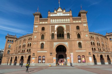 Madrid, İspanya - 24 Ocak 2018: Las Ventas Bullring (Plaza de Toros de Las Ventas) Plaza de torros şehir Madrid, İspanya yer alan