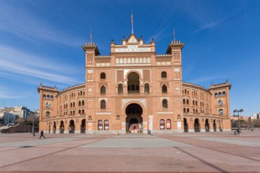 Madrid, İspanya - 24 Ocak 2018: Las Ventas Bullring (Plaza de Toros de Las Ventas) Plaza de torros şehir Madrid, İspanya yer alan
