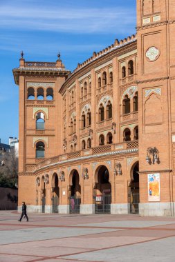 Madrid, İspanya - 24 Ocak 2018: Las Ventas Bullring (Plaza de Toros de Las Ventas) Plaza de torros şehir Madrid, İspanya yer alan