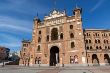 Madrid, İspanya - 24 Ocak 2018: Las Ventas Bullring (Plaza de Toros de Las Ventas) Plaza de torros şehir Madrid, İspanya yer alan