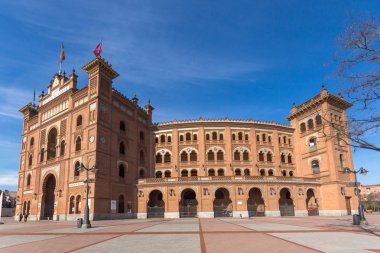 Madrid, İspanya - 24 Ocak 2018: Las Ventas Bullring (Plaza de Toros de Las Ventas) Plaza de torros şehir Madrid, İspanya yer alan