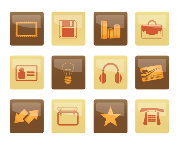 Office Business Icons Brown Background Vector Icon Set — Stock Vector